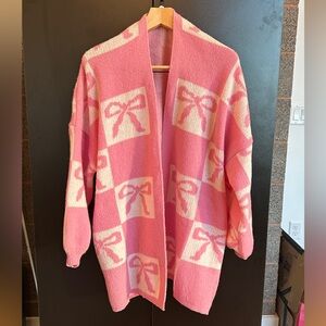 Altar’d State oversized cardigan with pink bows new